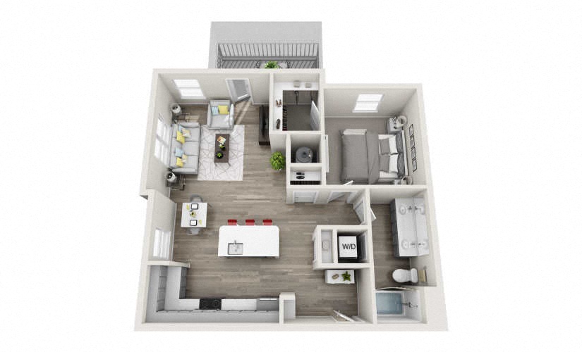 Floor plan for 1 bed, 1 bath, 790 sqft